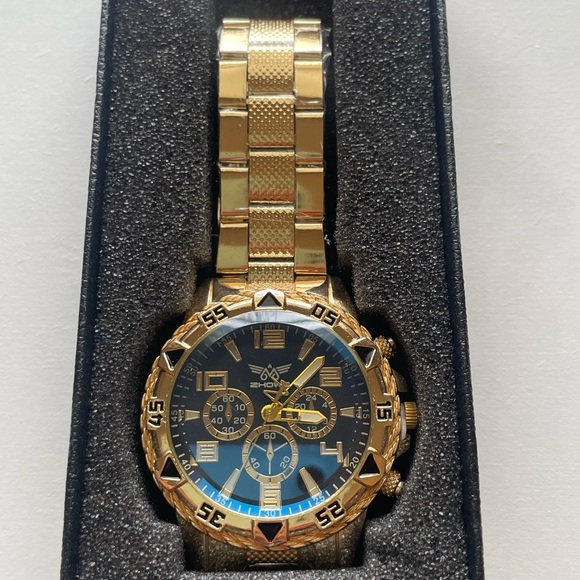 Other - ZHOWE Men’s Gold Tone Quartz Watch Blue Dial Sport Luxury Style